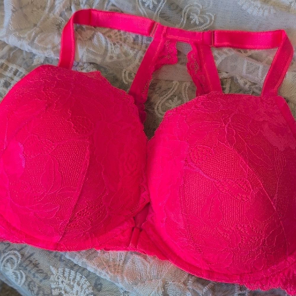 Lace Push-Up Bra - Coral/Pink